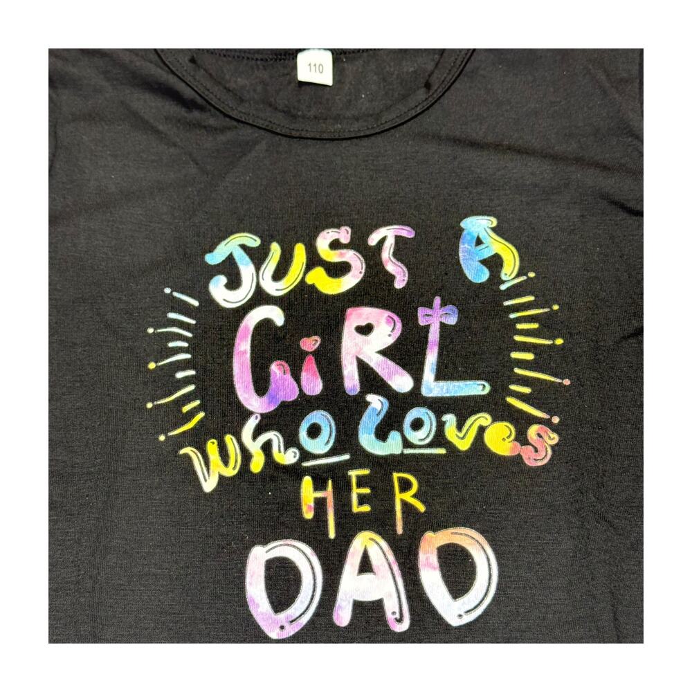 Just a Girl Who Loves Her Dad Shirt Kids 4-5Y Black - Picture 7 of 7
